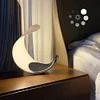 White Half-Moon-Shaped Desk Lamp, Dimmable Metal Desk Lamp