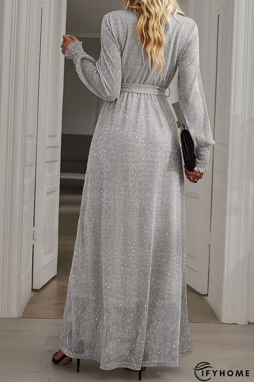 Elegant Formal Solid With Belt V Neck A Line Dresses(5 Colors) | IFYHOME