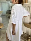 Women's Casual Solid Color V-Neck Mid Sleeve Shirt Dress