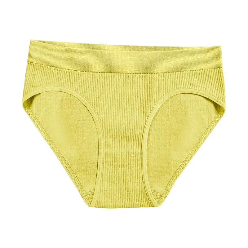 Billionm Women Seamless Cotton Panties Sexy Mid Waist Briefs Girls Solid Colors Ribbed Underpants Female Comfortable Intimates Lingerie