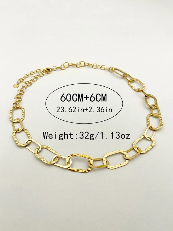 304 Stainless Steel 14K Gold Plated Roman Style Streetwear Patchwork Plating Oval Heart Shape Necklace
