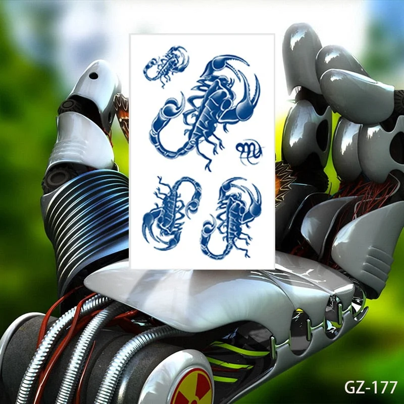 Temporary Tattoos Stickers Geometry Flower Snake Scorpion Juice Ink Lasting Waterproof Arm Chest Waist Hip Realistic Fake Tatoo