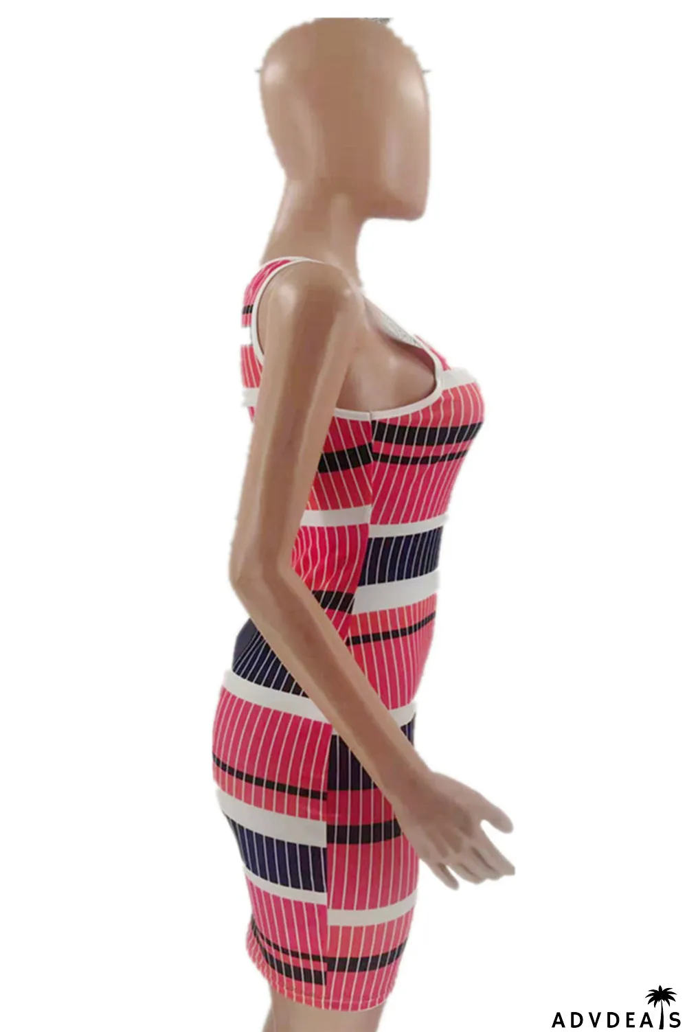 Multicolor Fashion Sexy Print Backless One Shoulder Sleeveless Dress