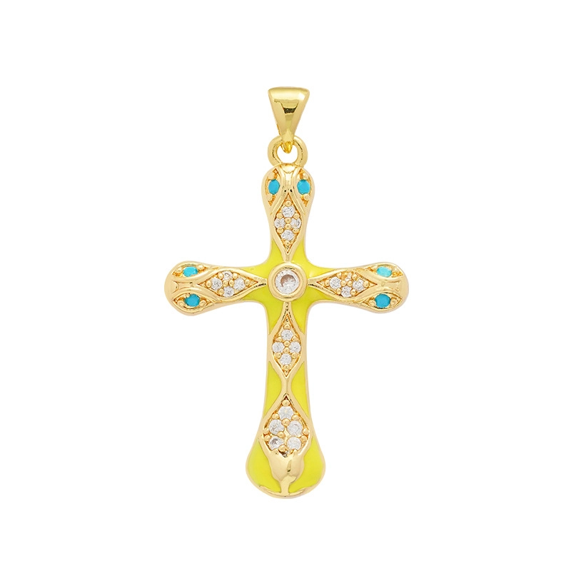1 Piece Copper Rhinestones Cross Pendant
