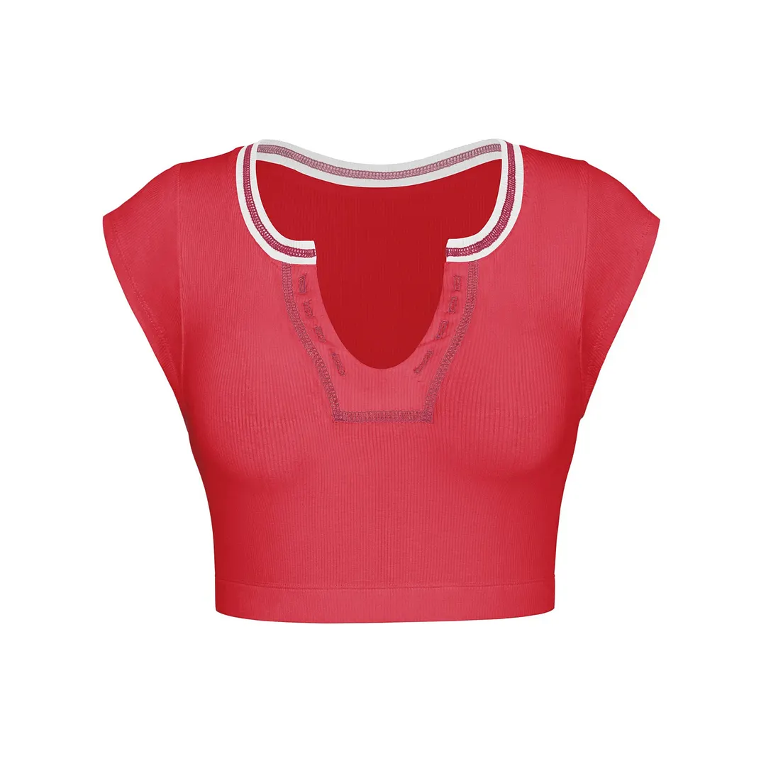 Uveng Slim-fit Ultra-short Sexy Hot Thread Blouses