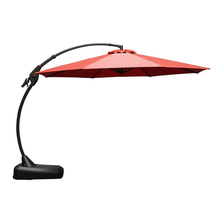 12 FT SUNBRELLA Deluxe NAPOLI Curvy Aluminum Offset Umbrella with Base 