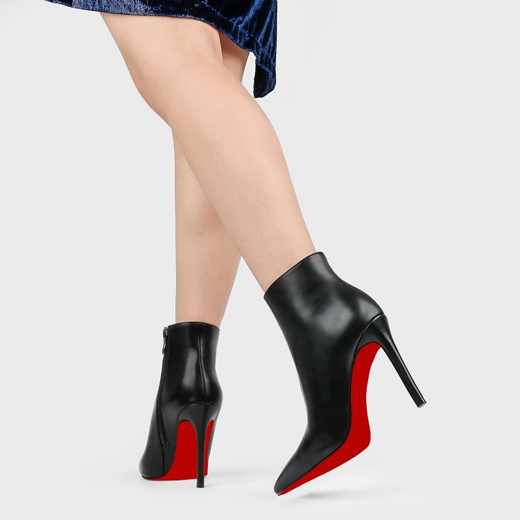 120mm Red Bottom Women's Ankle Boots Closed Pointed Toe Stilettos Booties  Matte