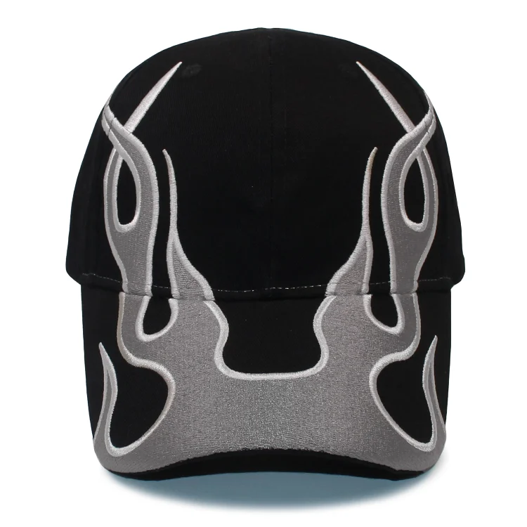 KANYE Hip-Hop Street Brand Flame Baseball Cap Men s Colorblock Racing Cap with Flames