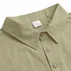 Men's Vintage Linen Casual Beach Vacation Short-Sleeve Polo Collar Shirt by Inlyline