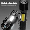 XPE+COB LED USB Rechargeable Portable Torch Zoomable Household Flashlight