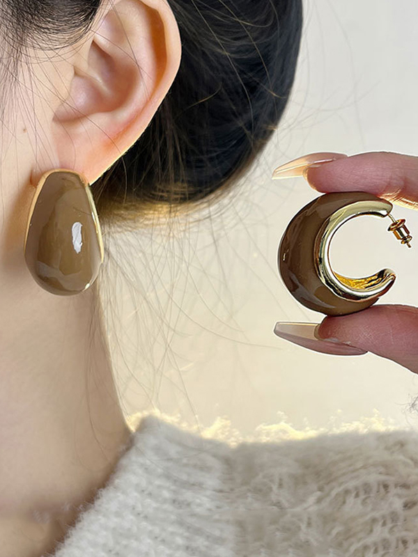 Geometric Drop Earrings COFFEE-One_size