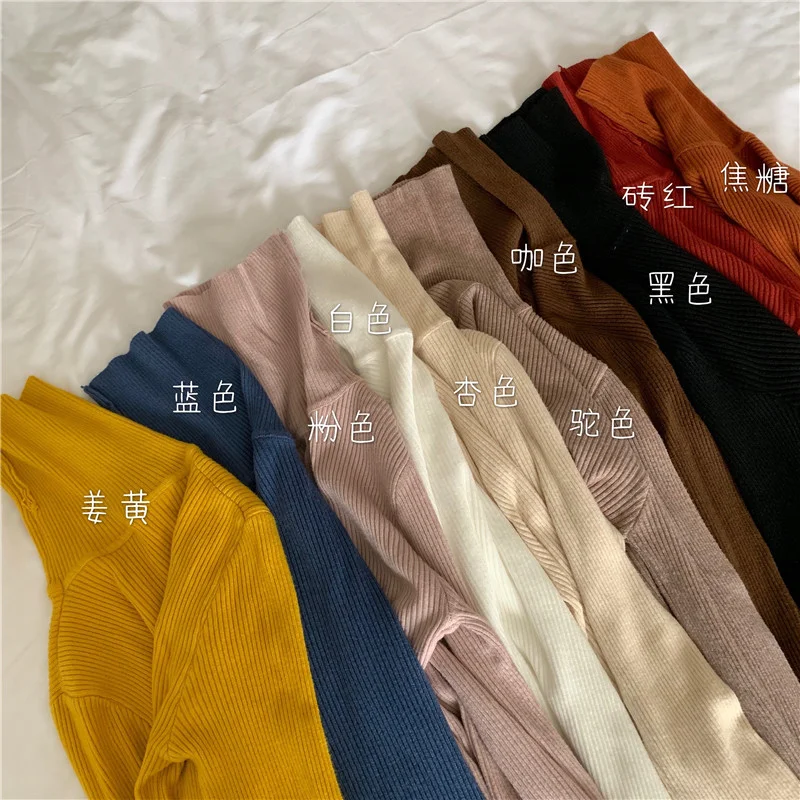 Uveng Uveng Sweater Woman With Bottom Shirt Autumn And Winter New Long Sleeves To Keep Warm Body Solid Color Knitted Shirt