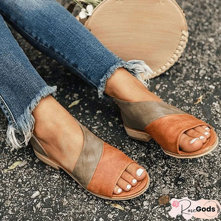 Women Daily Low Heel Panel Sandals