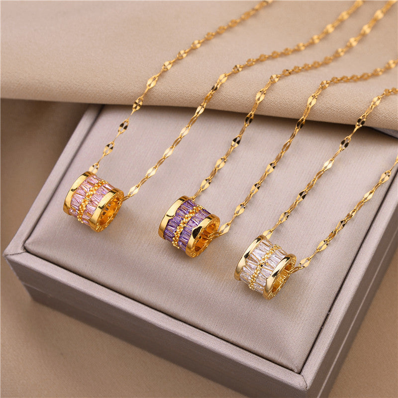 Cartoon Geometric Titanium Steel 18K Gold Plated Necklaces