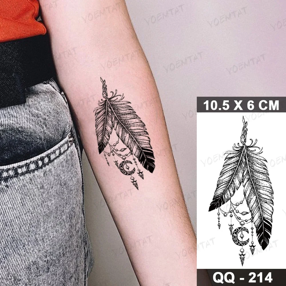 Waterproof Temporary Tattoo Stickers Clock Compass Flower Arrow Henna Flash Tatoo Women Men Indian Hand-painted Small Fake Tatto