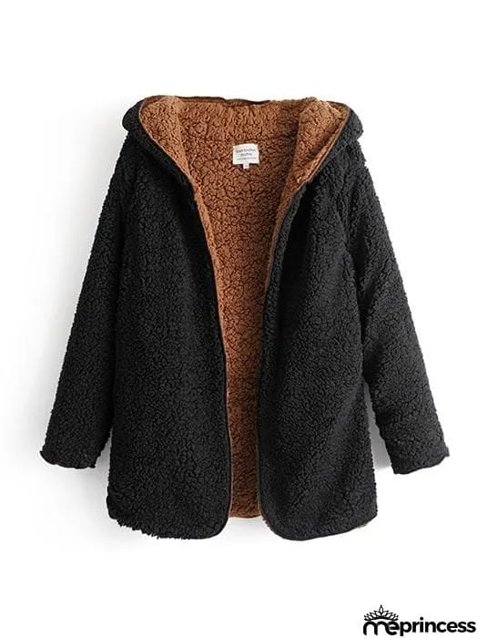 [Quality] Open Front Hooded Fur Coat