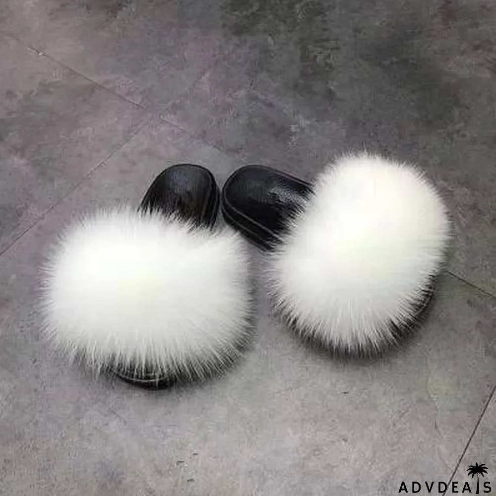 Furry Slippers Flat Half-drag Slippers