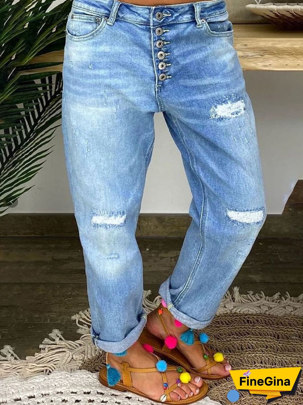 Women's Casual High Waist Loose Jeans