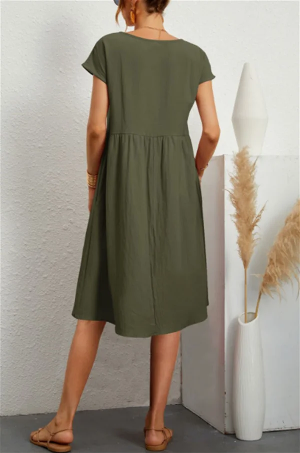 Women's Pocket Short-Sleeve Shift Dress
