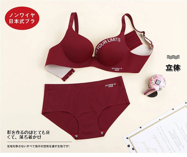 Women's Cotton Bra Sexy Letter Underwear Fashion Push Up Comfort Brassiere One Piece Seamless Underwear Female Sexy Lingerie