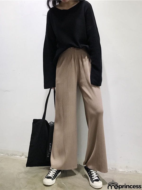 Urban Loose Wide Leg Solid Color Pants
