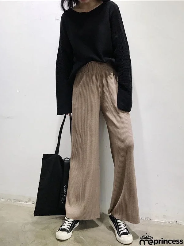 Urban Loose Wide Leg Solid Color Pants