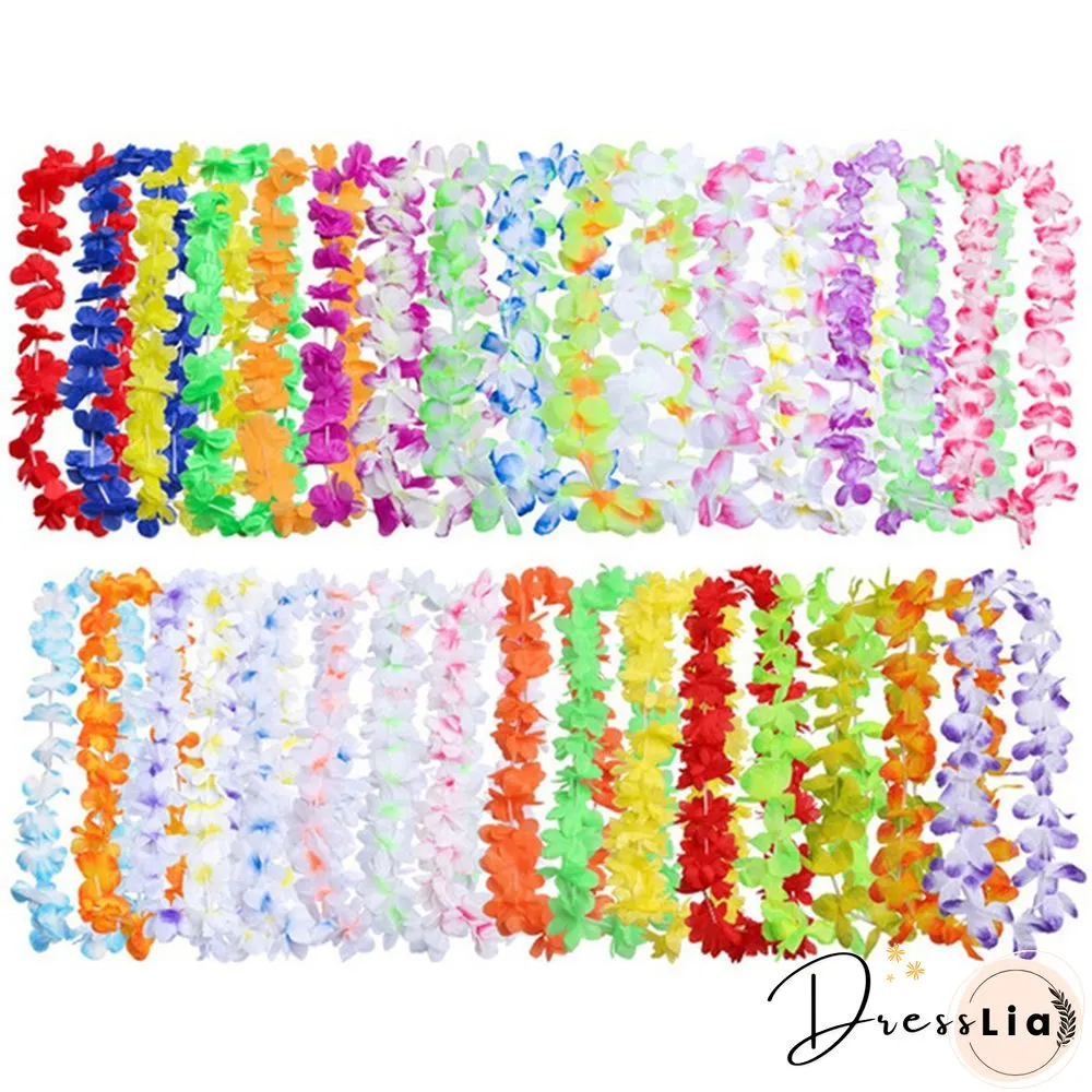 Hawaiian Wreath Leis Garland Artificial Necklace Hawaii Flowers Party Supplies Beach Fun