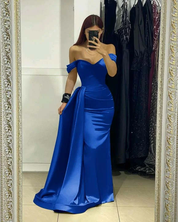 Daisda Simple Sage Green Off the Shoulder Sleeveless Mermaid Prom Dress