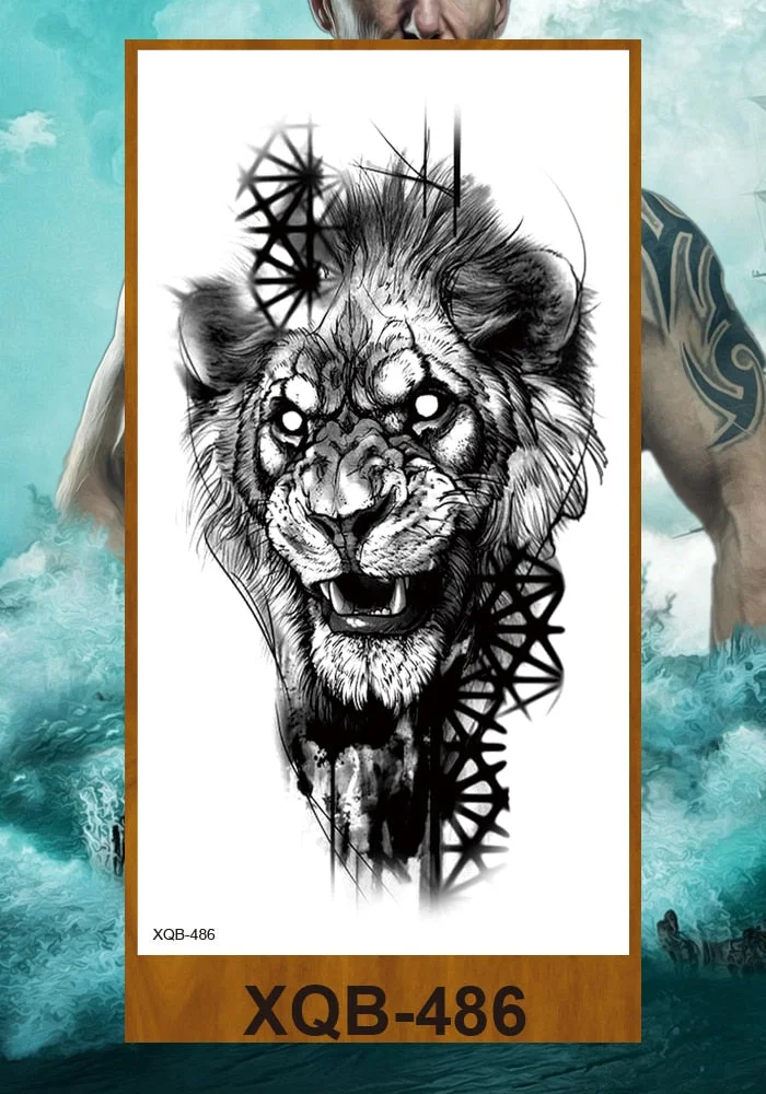Temporary Tattoo Stickers Men Women Adult Girl Chest Flower Arm Leg Fake Tatoo Semi Permanent Tiger Wolf Beauty & Beast Body Art