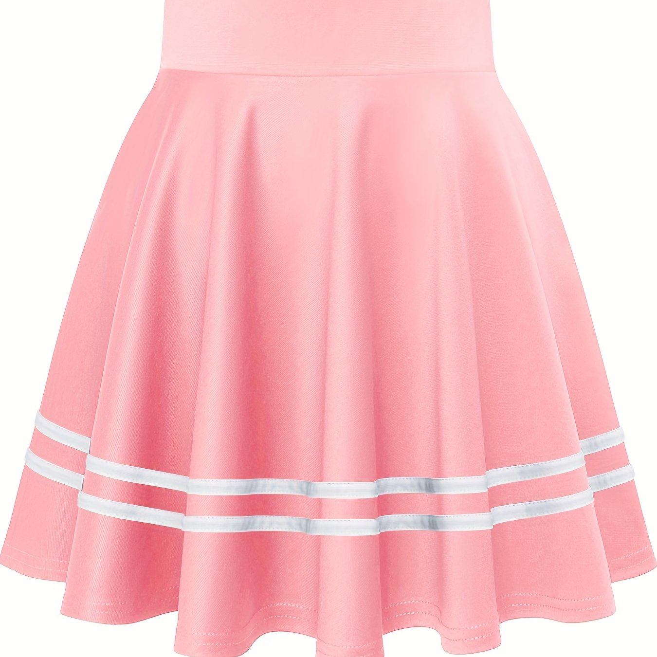 Striped A-Line Skater Skirt, Versatile High Waist Skirt For Spring & Summer, Women's Clothing
