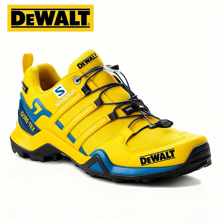 Męskie, wodoodporne i oddychające buty robocze i turystyczne marki Salomon&reg; i DEWALT, idealne do pracy i aktywności na świeżym powietrzu.