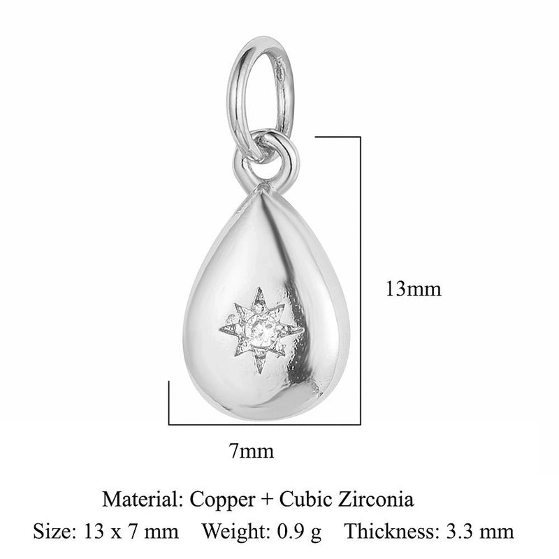 3 Pieces Copper Zircon 18K Gold Plated Star Water Droplets