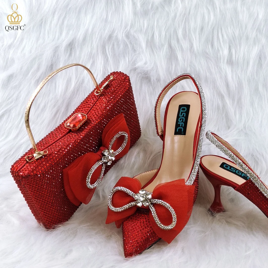 The latest INS Style Shoes And Bags To Match With Beautiful And Noble Ladies Shoes And Bag Decorated With Large Bows Party Shoes