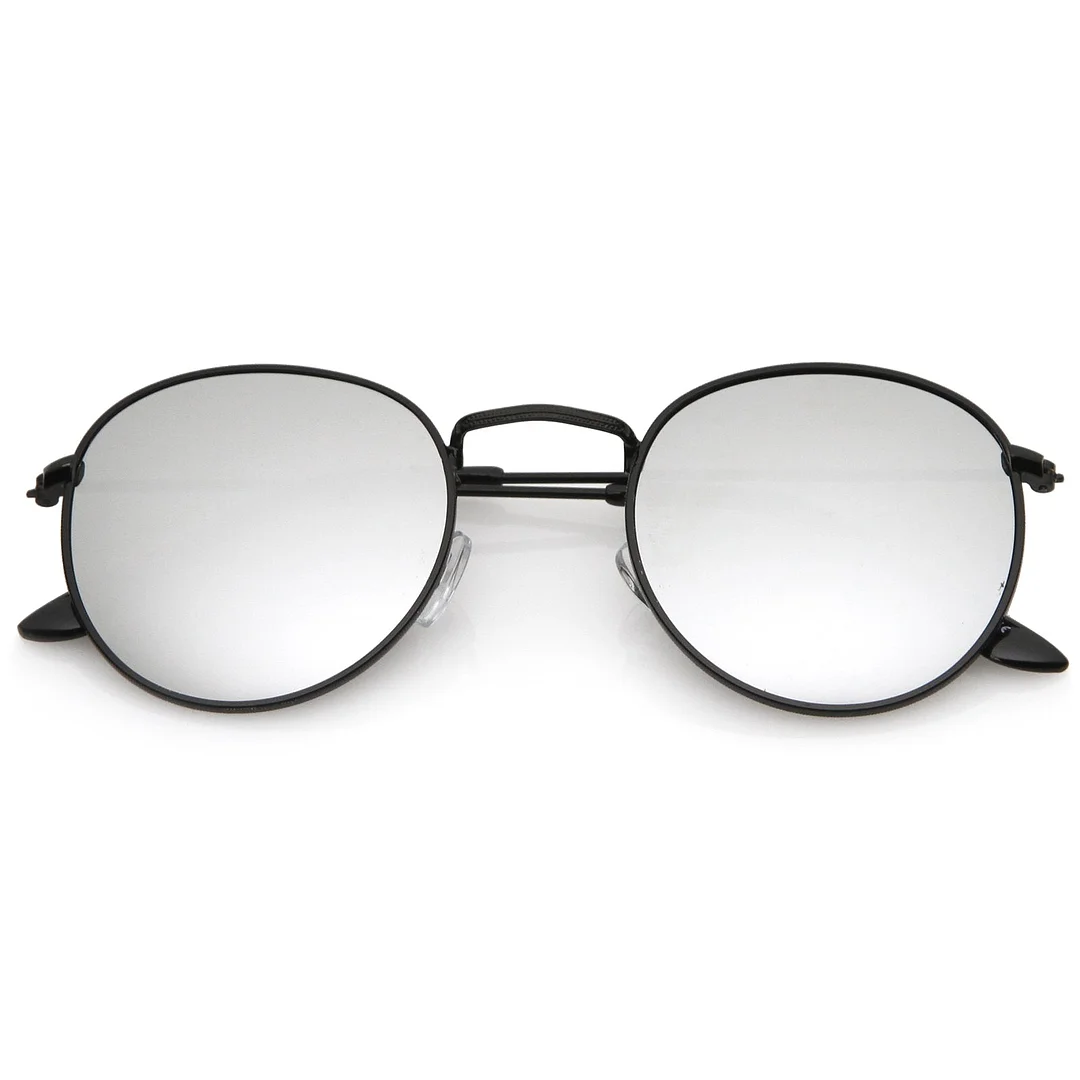 Retro Metal Frame Thin Temples Colored Mirror Lens Round glasses 50mm