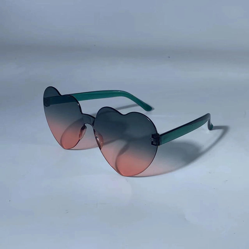 Transparent Jelly Color Love Sunglasses Men’s And Women’s Peach Heart Sunglasses Heart-shaped Conjoined Love Sunglasses