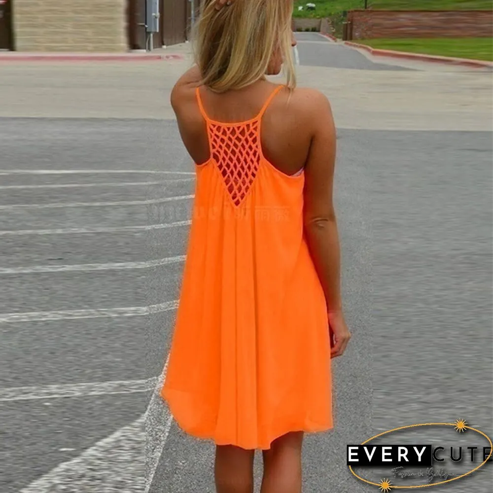 Summer Casual Sleeveless Evening Party Backless Beachwear Sexy Womens Mini Dress