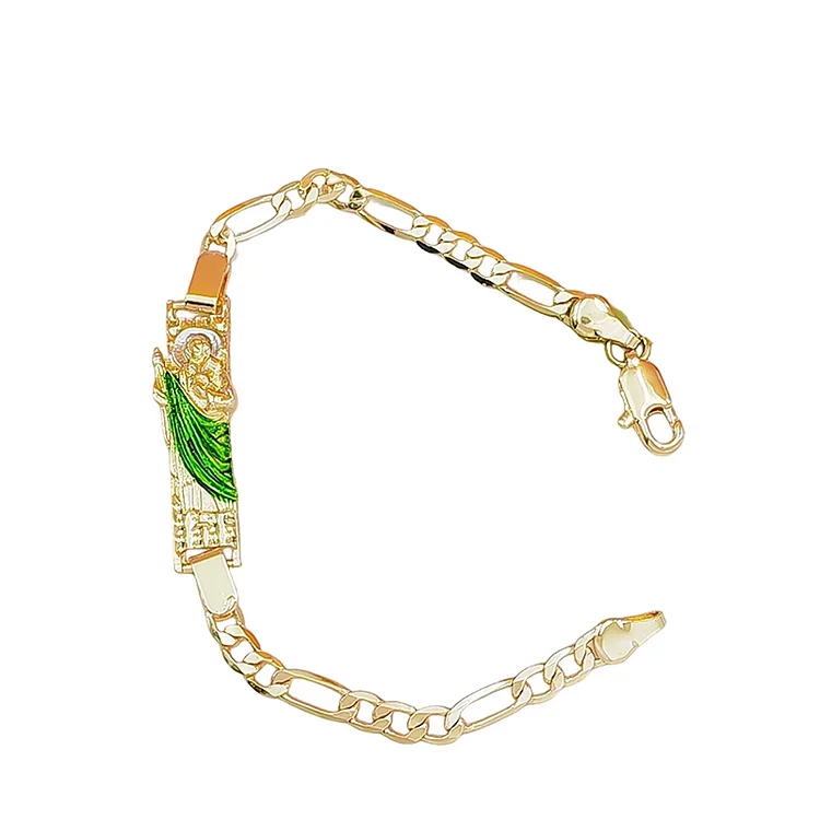 Zweifarbiges Vintage Armband mit St. Jude Anh&auml;nger &ndash; Klassisches Kettenarmband🙏🖤
