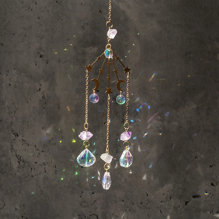 Amethyst With Clear Crystal Star Wind Chime