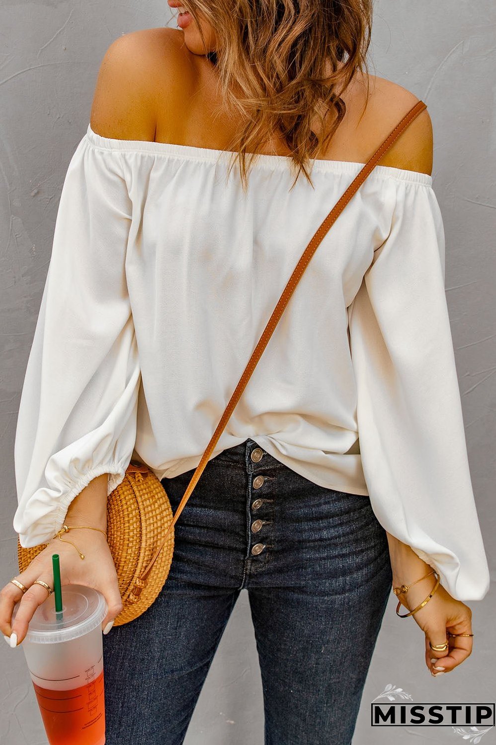 Versatile White Off-Shoulder Shirt