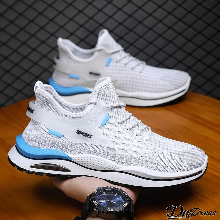 Male Mesh Breathable Round Toe Lace Up Athletic Sneakers