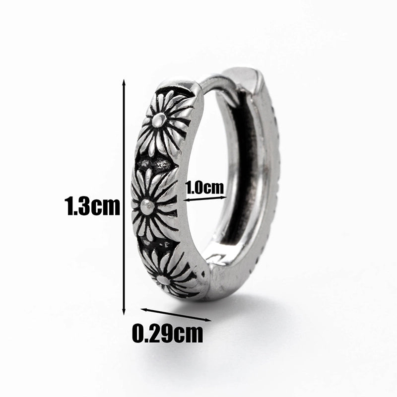 1 Piece Vintage Style Printing Solid Color Flower 316 Stainless Steel Ear Studs3