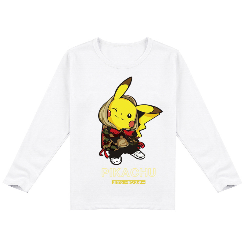 Mayoulove Pikachu Kids Long Sleeve T-Shirt - Cute and Comfy Pokemon Print for Boys and Girls - Perfect for Casual Wear and Playtime - Ideal for Fans of the Iconic Anime Character - Unisex Design for Toddlers and Children-Mayoulove