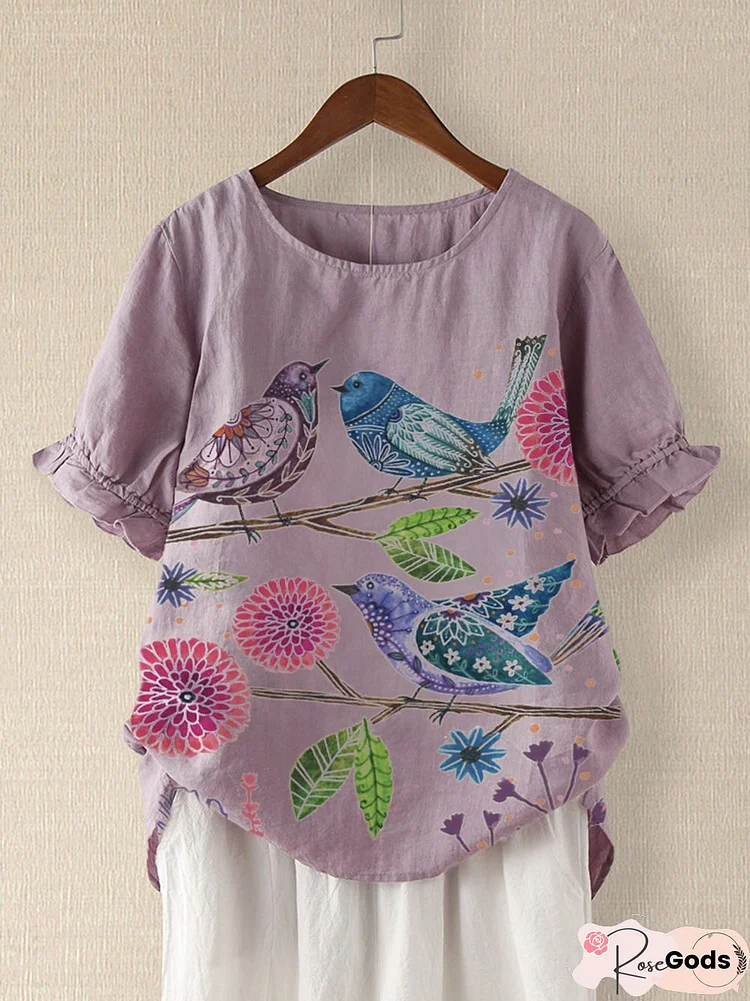 Violet Cotton-Blend Vintage T-Shirt