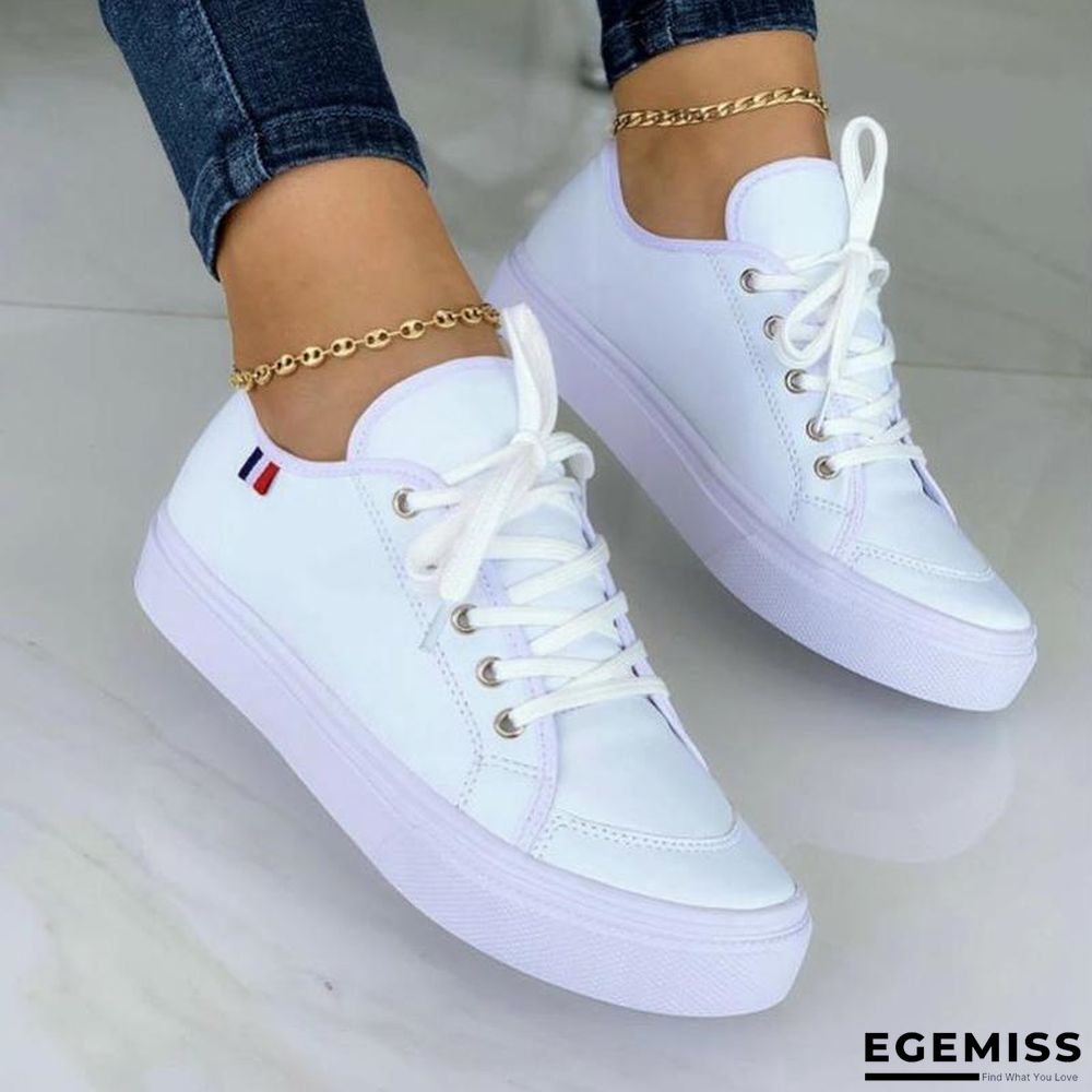 White Fashion Casual Bandage Patchwork Solid Color Round Comfortable Out Door Shoes | EGEMISS