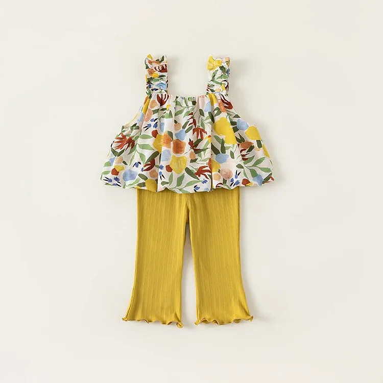 Toddler Girl Floral Camisole and Flared Pants Set