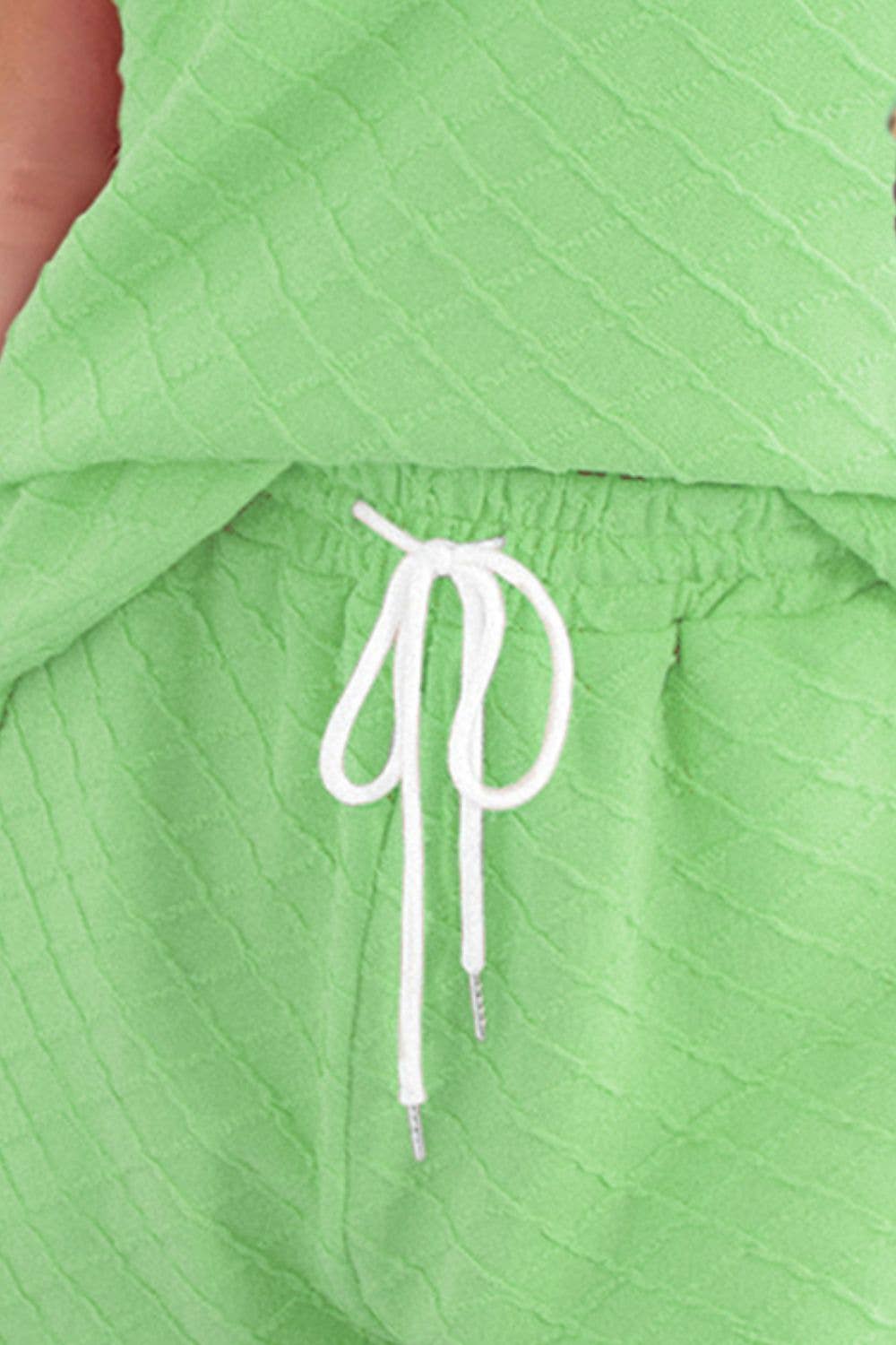 Round Neck Short Sleeve Top and Drawstring Shorts Set | IFYHOME