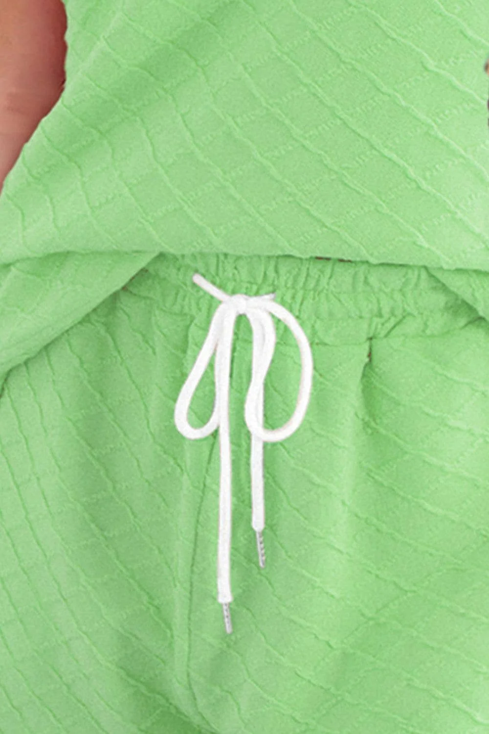 Round Neck Short Sleeve Top and Drawstring Shorts Set | IFYHOME