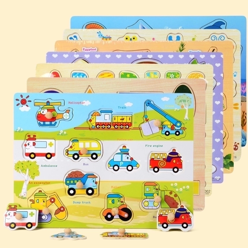 Children ‘s Education Wooden Toys Numbers Alphabet Fruit Intelligence Building Blocks 1 Set