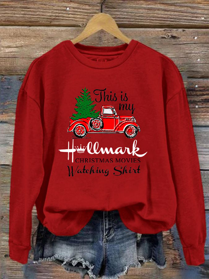 Women's Vintage Christmas Tree Print Sweatshirt