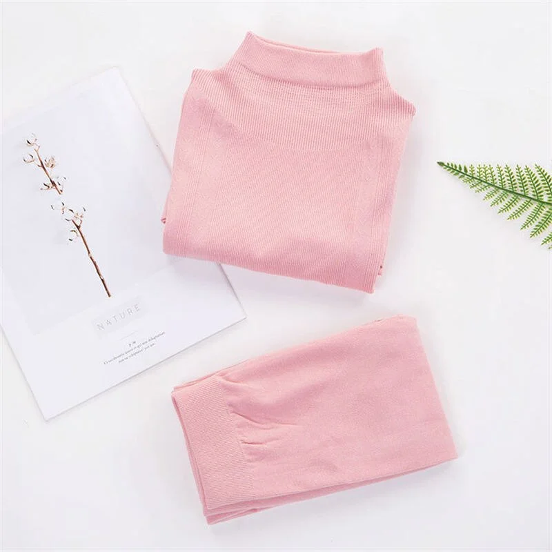 Warm Thermal Underwear Sexy Ladies Intimates Long Johns Women Shaped Sets Female Middle Collar Thermal Shaping Clothes